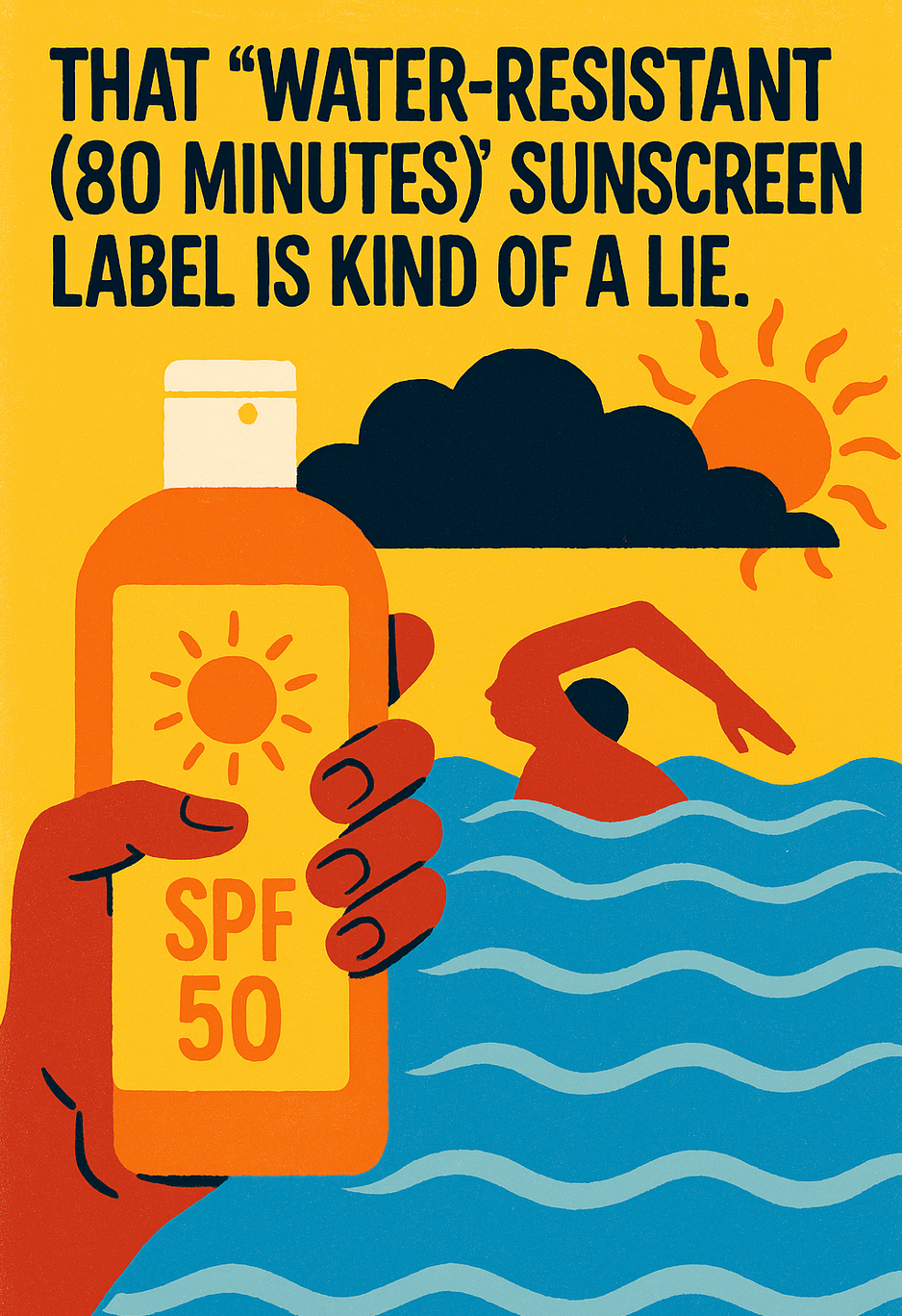That "Water-Resistant (80 Minutes)" Sunscreen Label Is Kind of a Lie.